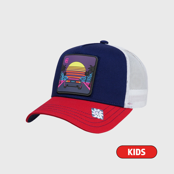 C42 Kids Trucker Cap Red Blue White with CAT Patch