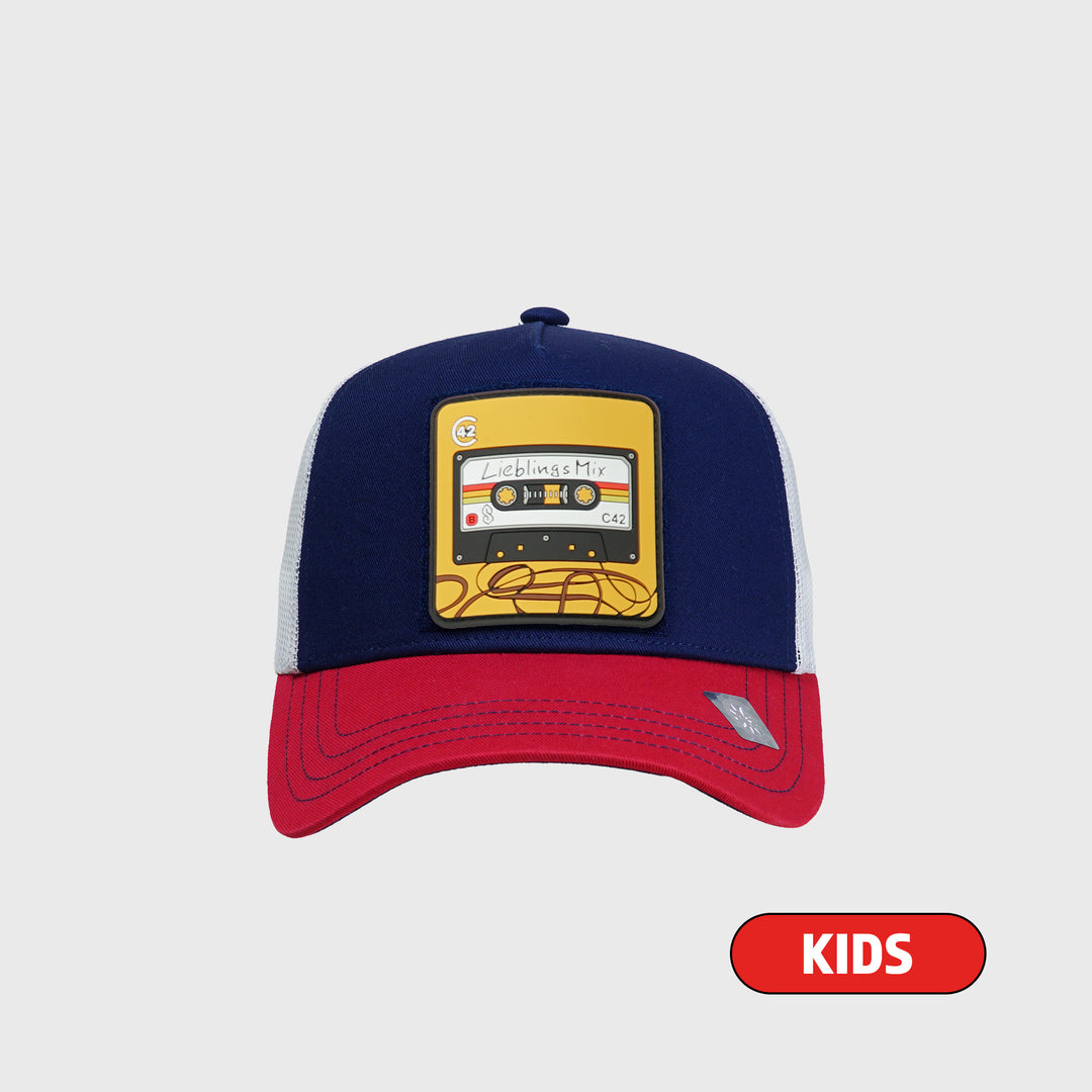 C42 Kids Trucker Cap Red Blue White with CAT Patch