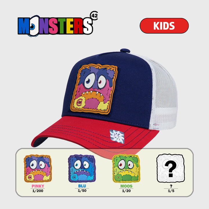 C42 Kids Trucker Cap Rot Blau Weiss mit Patch C42 MONSTERS (Blind Pack)