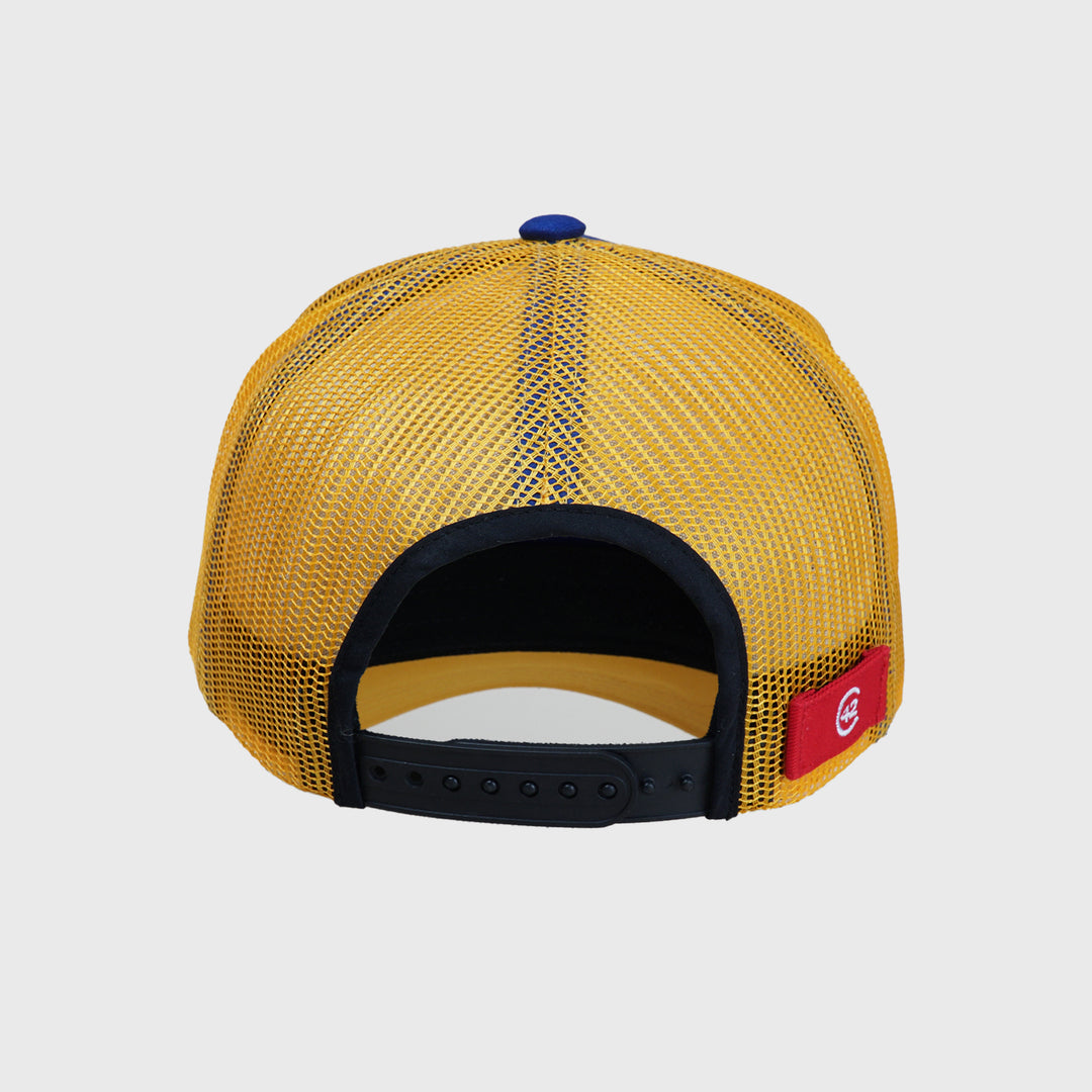C42 Trucker Cap Blau Schwarz Gelb mit Patch MOTH (Blind Pack)