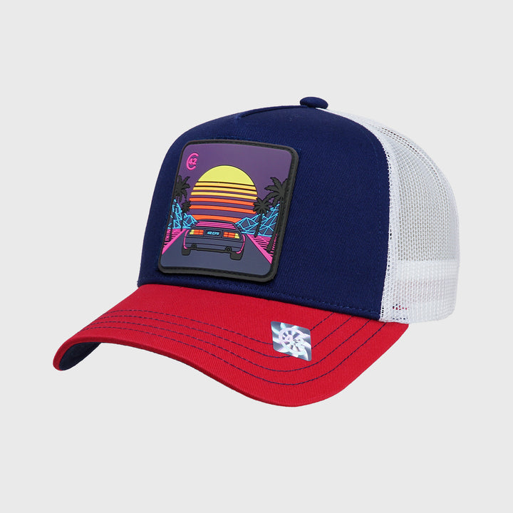 C42 Trucker Cap Red Blue White with ZEBRA Patch