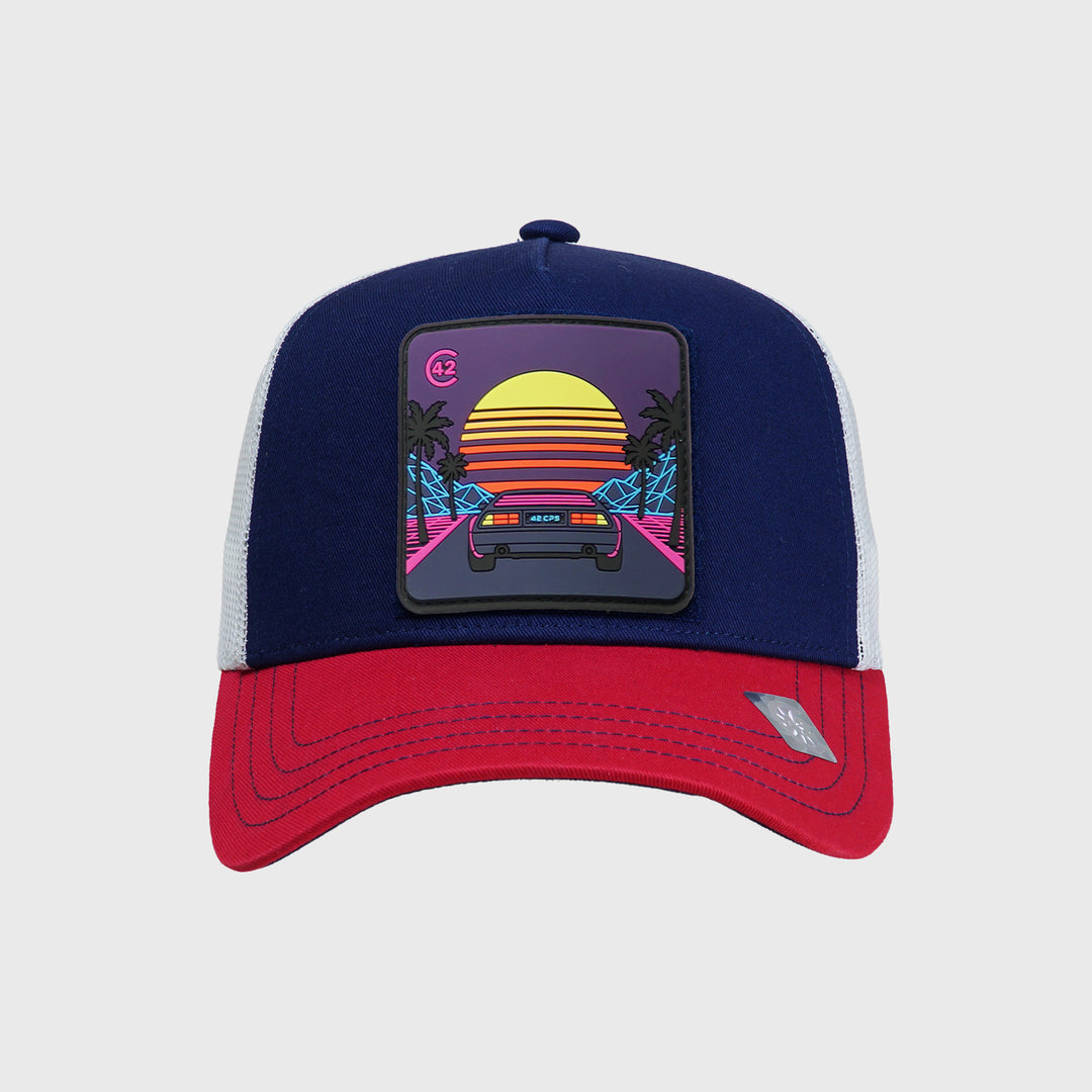 C42 Trucker Cap Red Blue White with ZEBRA Patch