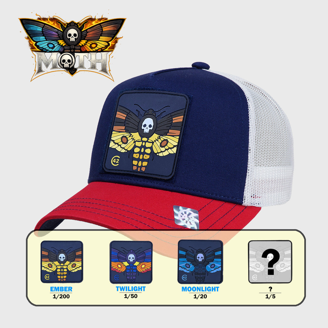 C42 Trucker Cap Blau Rot Weiss mit Patch MOTH (Blind Pack)
