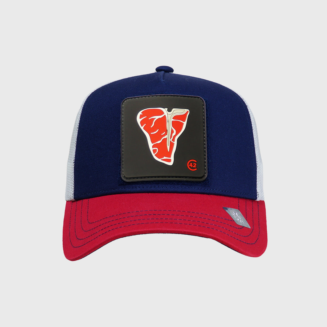 C42 Trucker Cap Red Blue White with ZEBRA Patch