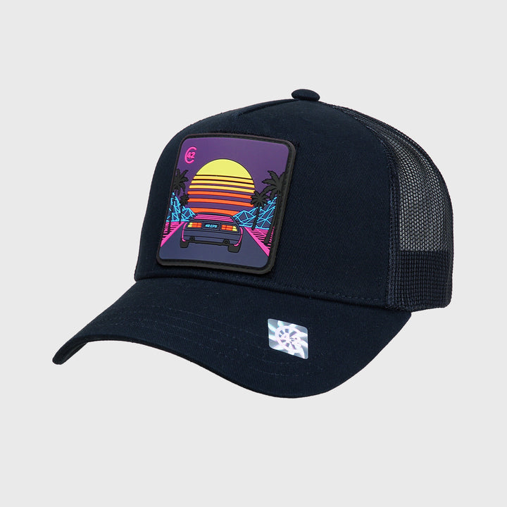 C42 Trucker Cap Schwarz mit Patch 80s
