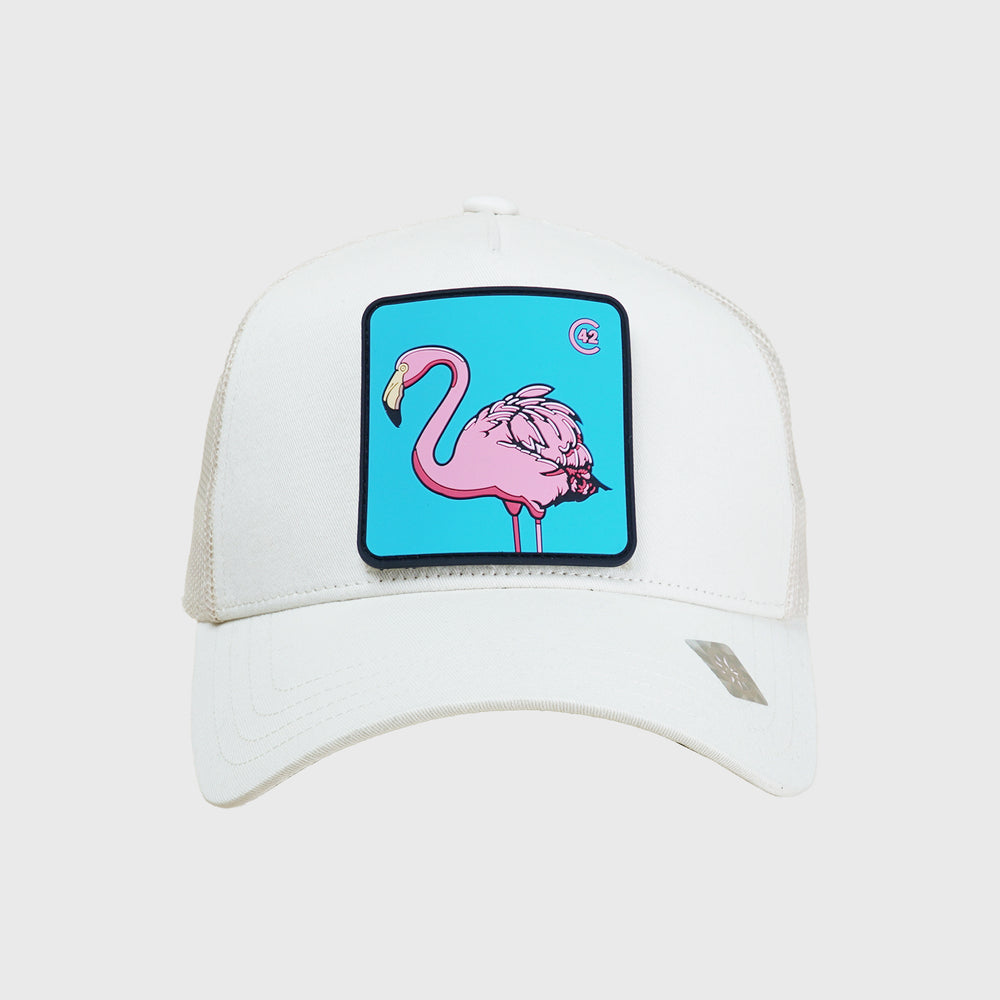 C42 Trucker Cap Beige mit Patch Flamingo