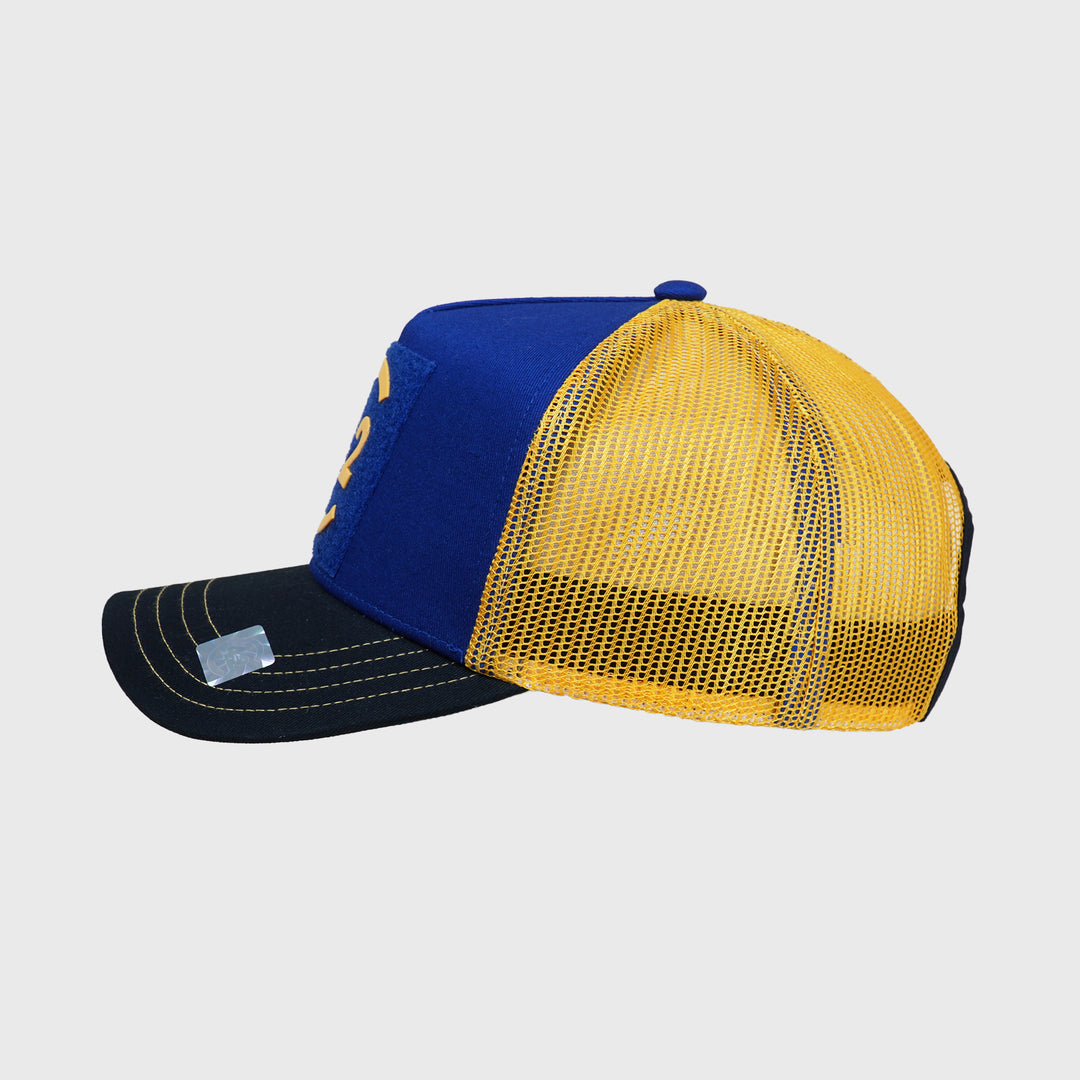 C42 Trucker Cap Blau Schwarz Gelb mit Patch MOTH (Blind Pack)